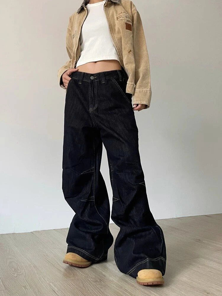 Women Harajuku Oversize Fashion Black Denim Pants
