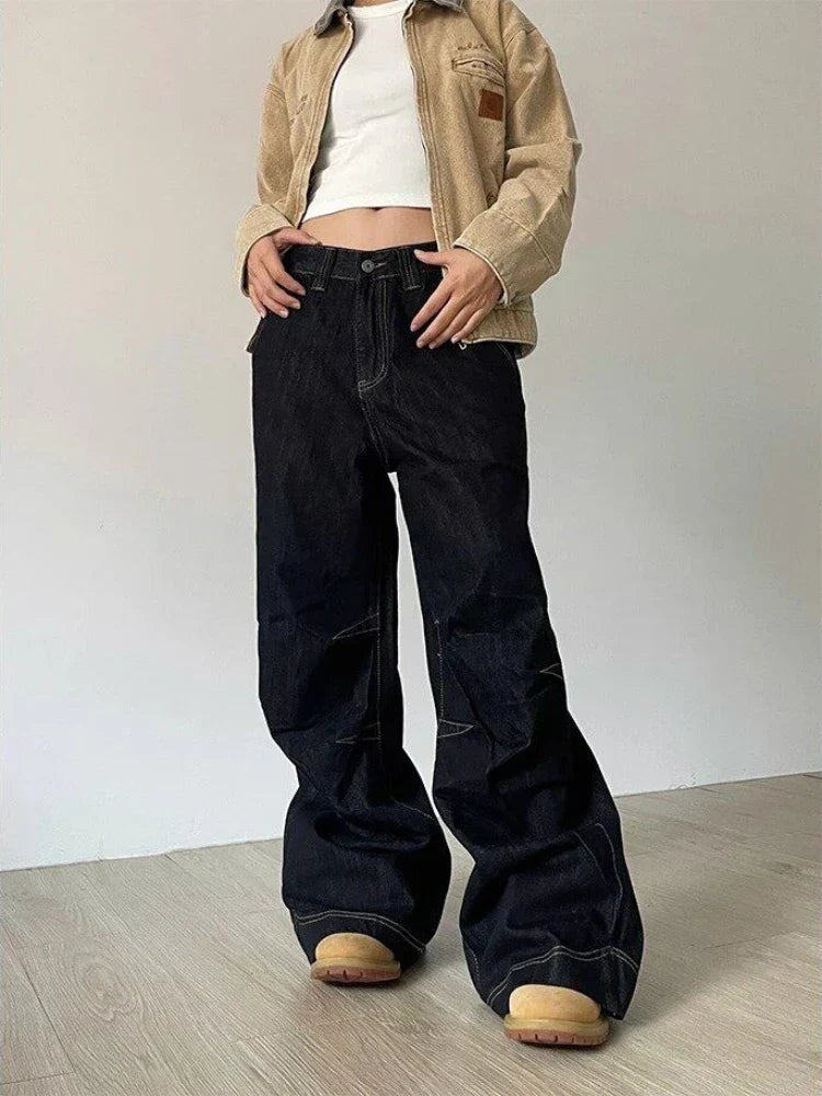 Women Harajuku Oversize Fashion Black Denim Pants