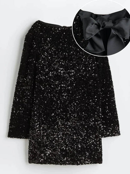 Night-Sky Sequin Bustier Mini Dress