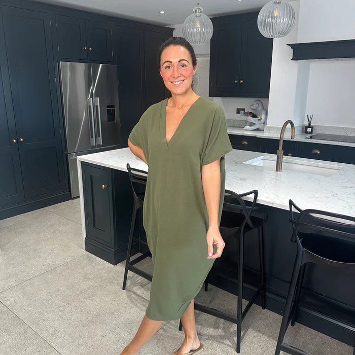 Chic Midi Dress with Cheeky Neckline | Great for Everyday Wear