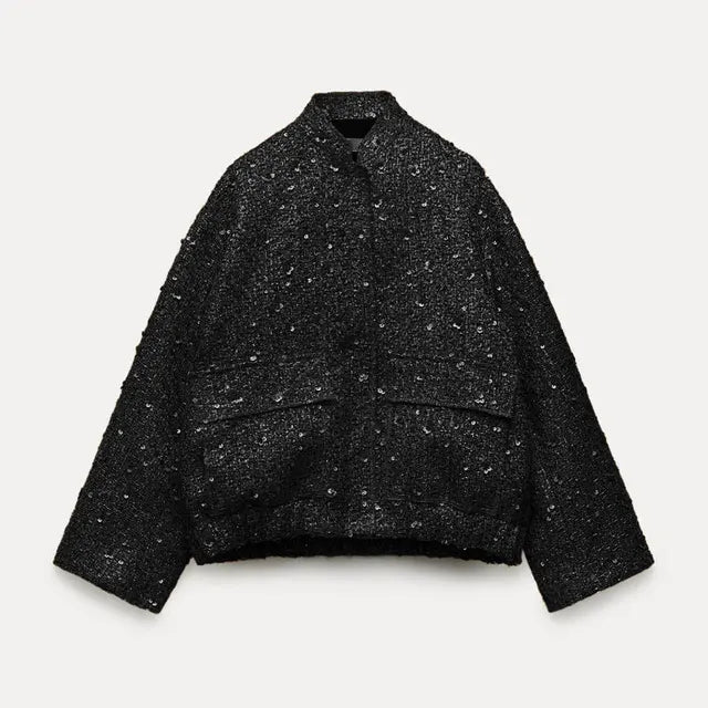 Women's Elegant Sequined Blazer with Pockets | Ideal for All Seasons