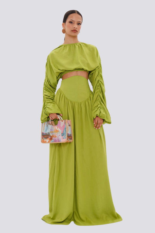 Conjunto de falda fruncida de manga larga Adalicia