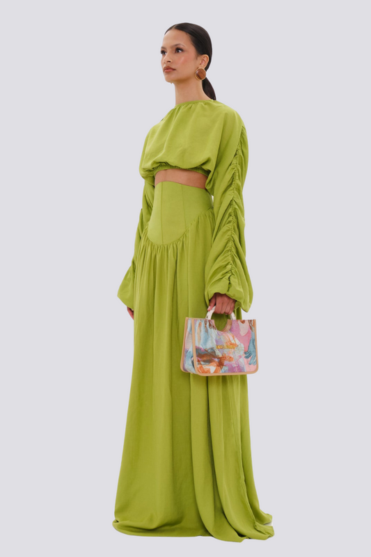 Conjunto de falda fruncida de manga larga Adalicia