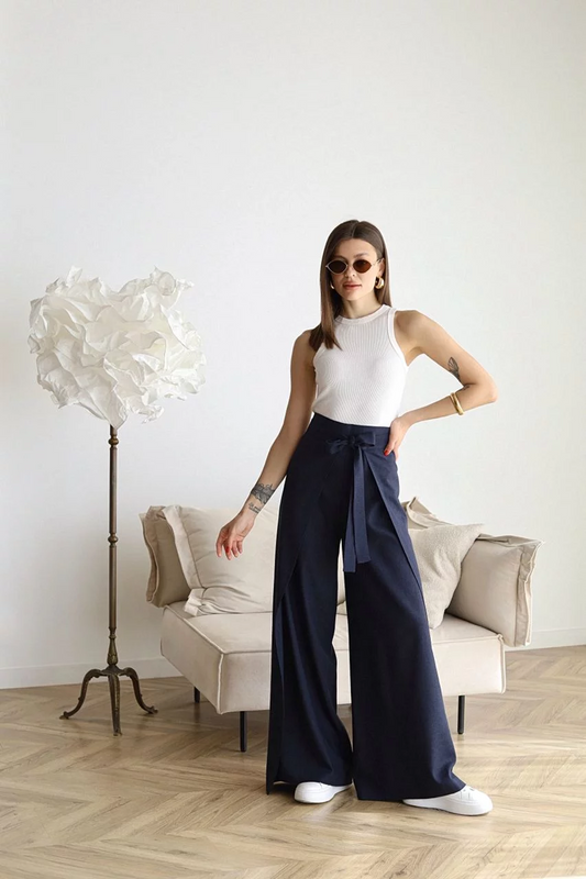 Tinsley - Pantalones anchos de lino para mujer