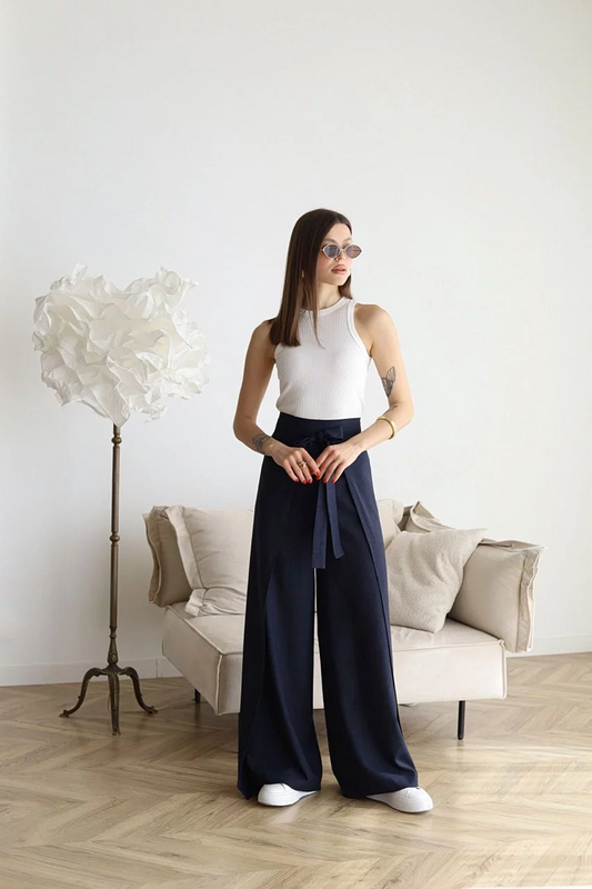 Tinsley - Pantalones anchos de lino para mujer