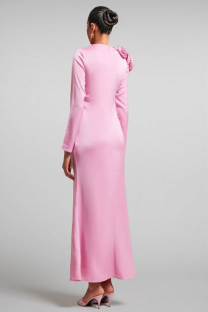 Samala 3D Floral Satin Maxi Dress