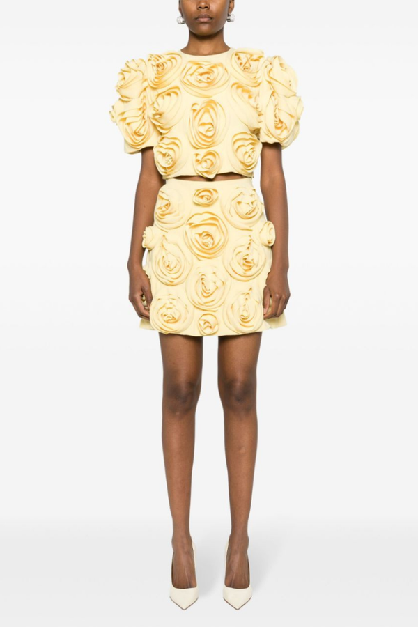 Conjunto de falda floral con hombros abullonados Aelis