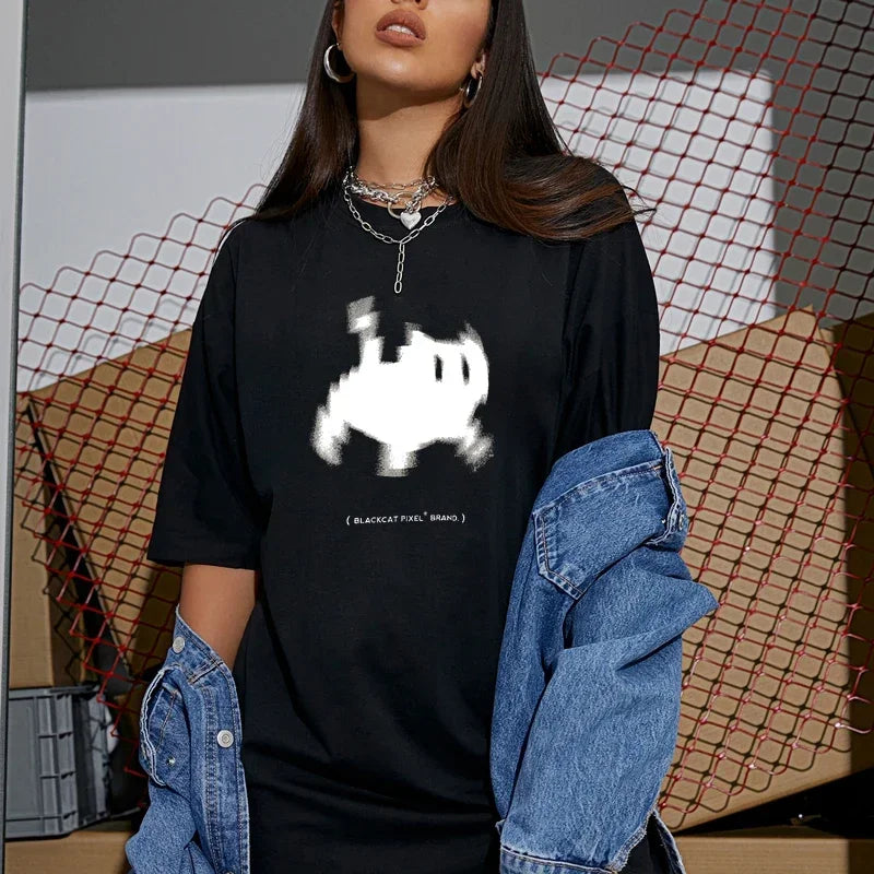 Short Sleeve Basic Streetwear Harajuku Gothic O Neck Women's T-shirt