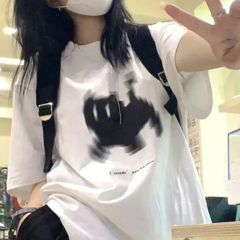 Short Sleeve Basic Streetwear Harajuku Gothic O Neck Women's T-shirt