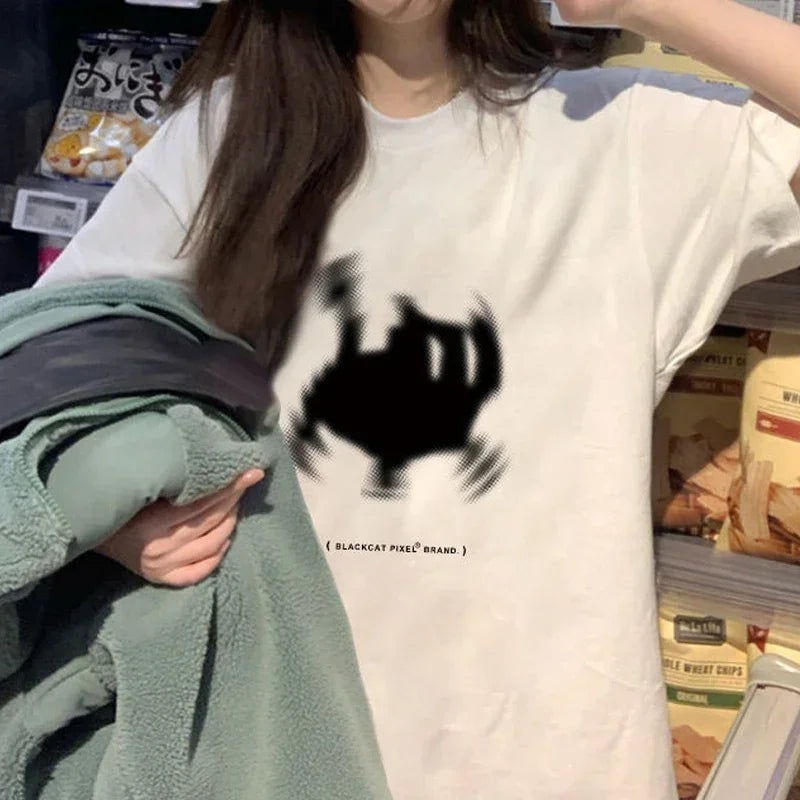 Short Sleeve Basic Streetwear Harajuku Gothic O Neck Women's T-shirt