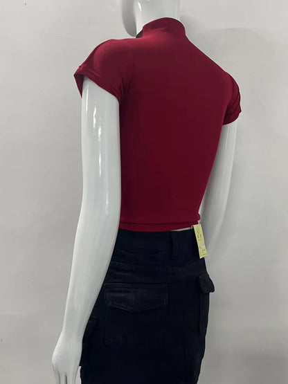 Aesthetic Short Sleeve T-shirt Summer Y2k Clothes Gothic Girl Crop Tops Print Vintage Women Casual Baby Tee Streetwear