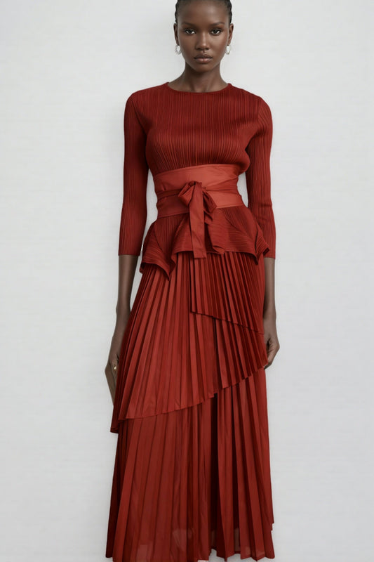 Ulane Irregular Top Maxi Dress Two Piece Set