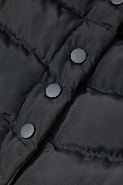 Aily Black Solid Button Up Puffer Mini Skirt