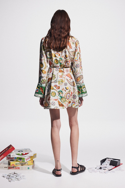 Vestido mini con estampado paisley de manga larga Aimeé