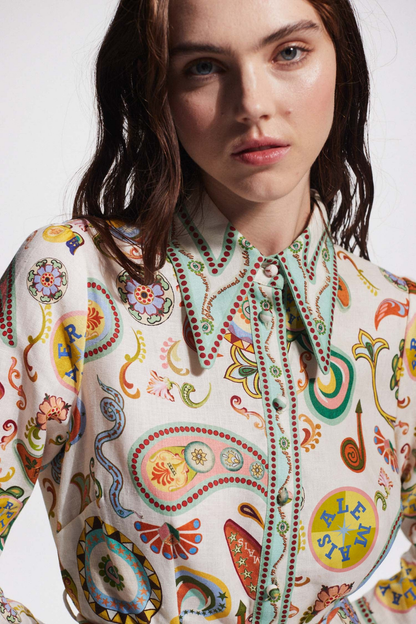 Vestido mini con estampado paisley de manga larga Aimeé