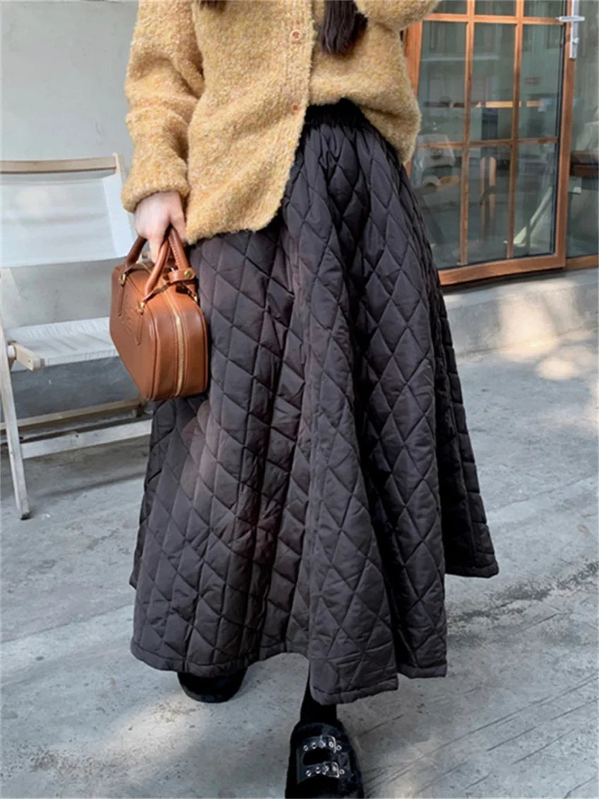 Cotton Padded High Waist Skirt