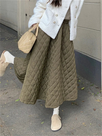Cotton Padded High Waist Skirt