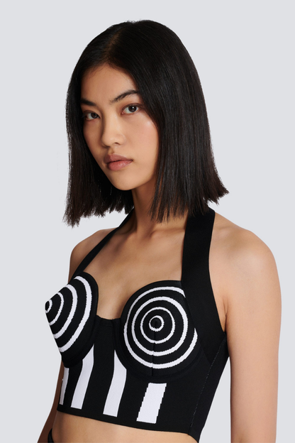 Conjunto de falda de punto a rayas con cuello halter de Alphosine