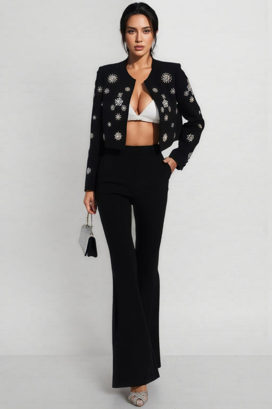 Reyna Black Crystal Pearl Blazer Set