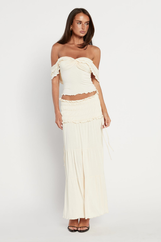 Conjunto de falda con cuello en V y giro Amicie