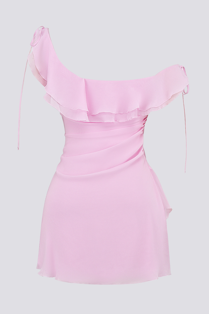 Vestido mini con volantes y hombros descubiertos de Anissa