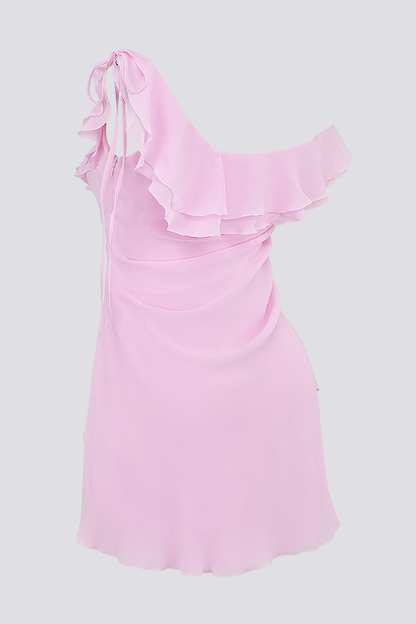 Vestido mini con volantes y hombros descubiertos de Anissa