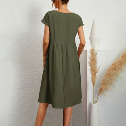 Women's Classic Roundneck Midi Dress  | Ideal for Spring/Summer