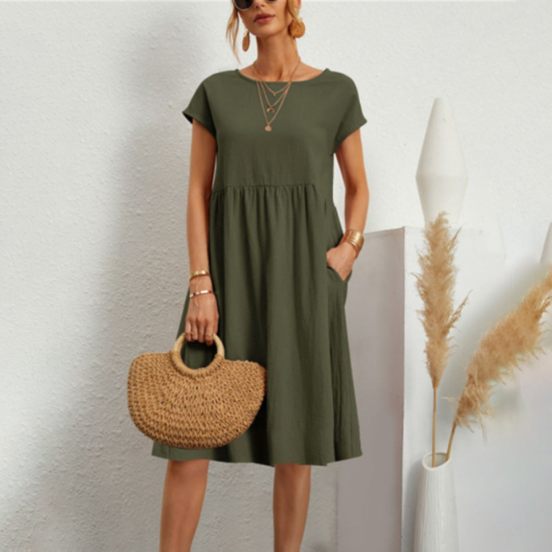 Women's Classic Roundneck Midi Dress  | Ideal for Spring/Summer