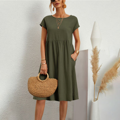 Women's Classic Roundneck Midi Dress  | Ideal for Spring/Summer