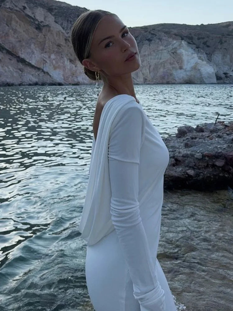 Elegant Long Sleeve Bodycon Party Club Evening Dress Women Sexy Backless SlimVestido Fashion Autumn/Winter New 2025