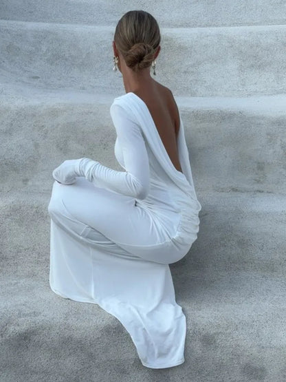 Elegant Long Sleeve Bodycon Party Club Evening Dress Women Sexy Backless SlimVestido Fashion Autumn/Winter New 2025