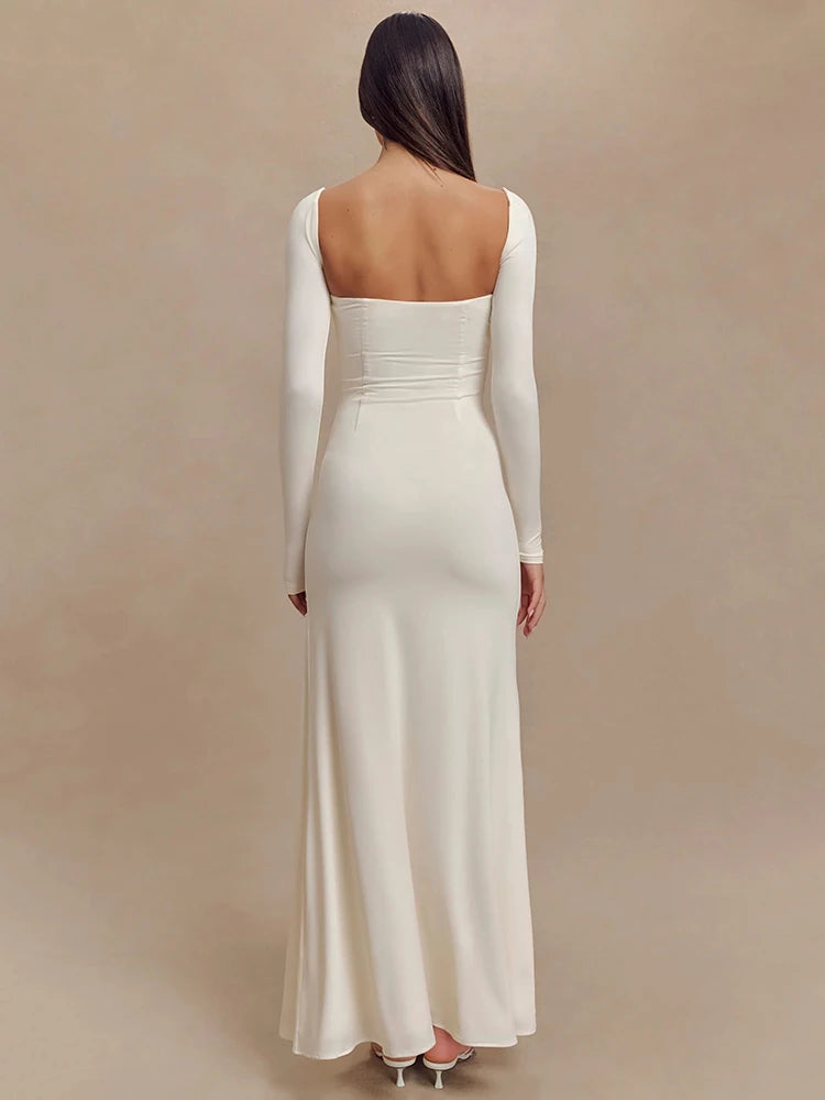 Elegant Long Sleeve Bodycon Party Evening Dress Female Sexy Split Tight Women Vestido Autumn/Winter New Clothing