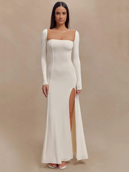 Elegant Long Sleeve Bodycon Party Evening Dress Female Sexy Split Tight Women Vestido Autumn/Winter New Clothing