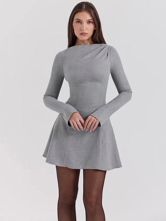 Elegant Long Sleeve Bodycon Party Evening Dress Women Autumn/Winter New Round Neck Short Skirt Slim Elegant Vestido 2025