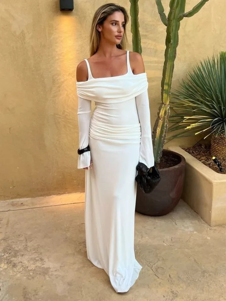 Elegant Long Sleeved Bodycon Party Evening Dress For Women Double Layered Tight Female Vestido Autumn New  Clothing