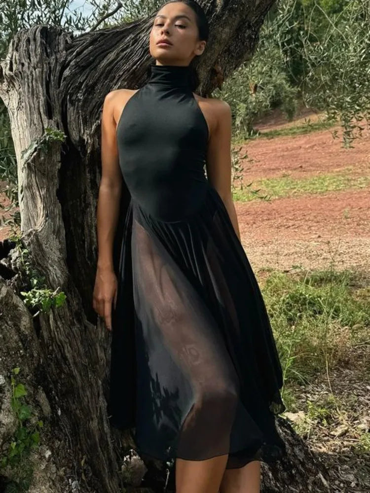 Elegant Sleeveless Bodycon Backless Women Dress Pleated Tight Party Club Evening Dress Female Autumn New  Vestidos