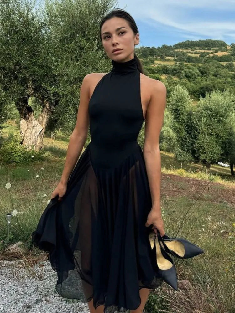 Elegant Sleeveless Bodycon Backless Women Dress Pleated Tight Party Club Evening Dress Female Autumn New  Vestidos