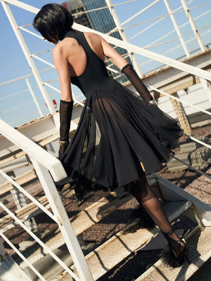 Elegant Sleeveless Bodycon Backless Women Dress Pleated Tight Party Club Evening Dress Female Autumn New  Vestidos