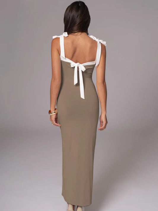 Elegant Sleeveless Elastic Slim Evening Dress Female Sexy Square Neck Backless Long Dress Autumn/Winter 2025 Vestido