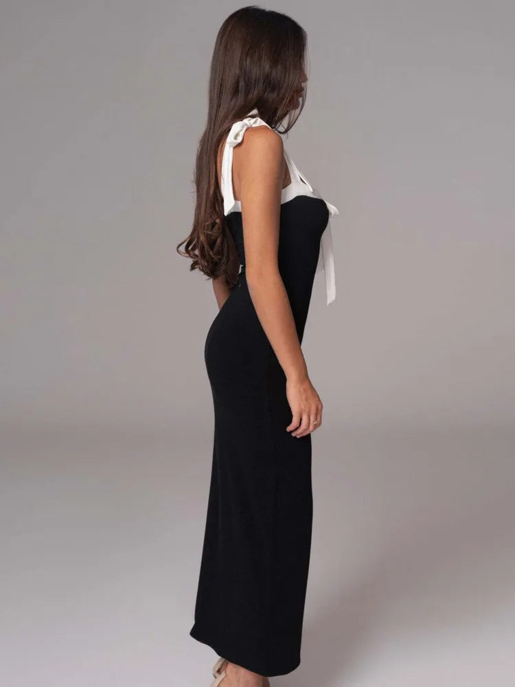 Elegant Sleeveless Elastic Slim Evening Dress Female Sexy Square Neck Backless Long Dress Autumn/Winter 2025 Vestido