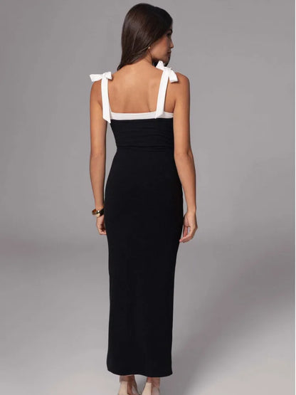 Elegant Sleeveless Elastic Slim Evening Dress Female Sexy Square Neck Backless Long Dress Autumn/Winter 2025 Vestido