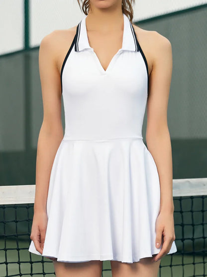 Fashion Sleeveless Fall New Dress Women Hanging Collar Sexy Backless Elastic Tight Skirt Female Outdoor Casual Clothing