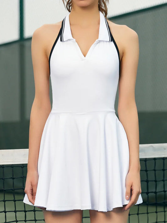 Fashion Sleeveless Fall New Dress Women Hanging Collar Sexy Backless Elastic Tight Skirt Female Outdoor Casual Clothing