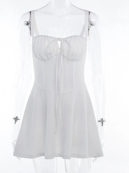 Sexy Spaghetti Strap Bodycon Lace Up Women Dress Fashion Bag Hip Skirt Sweet Party Evening Dress Elegant Slim Vestido