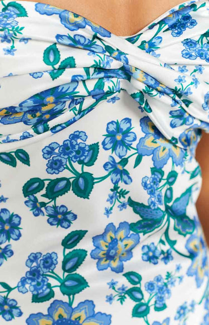Ariana Blue Floral Formal Maxi Dress
