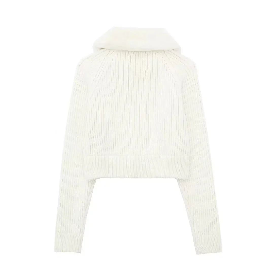 Astrid Faux Fur Crop Knitted Jacket
