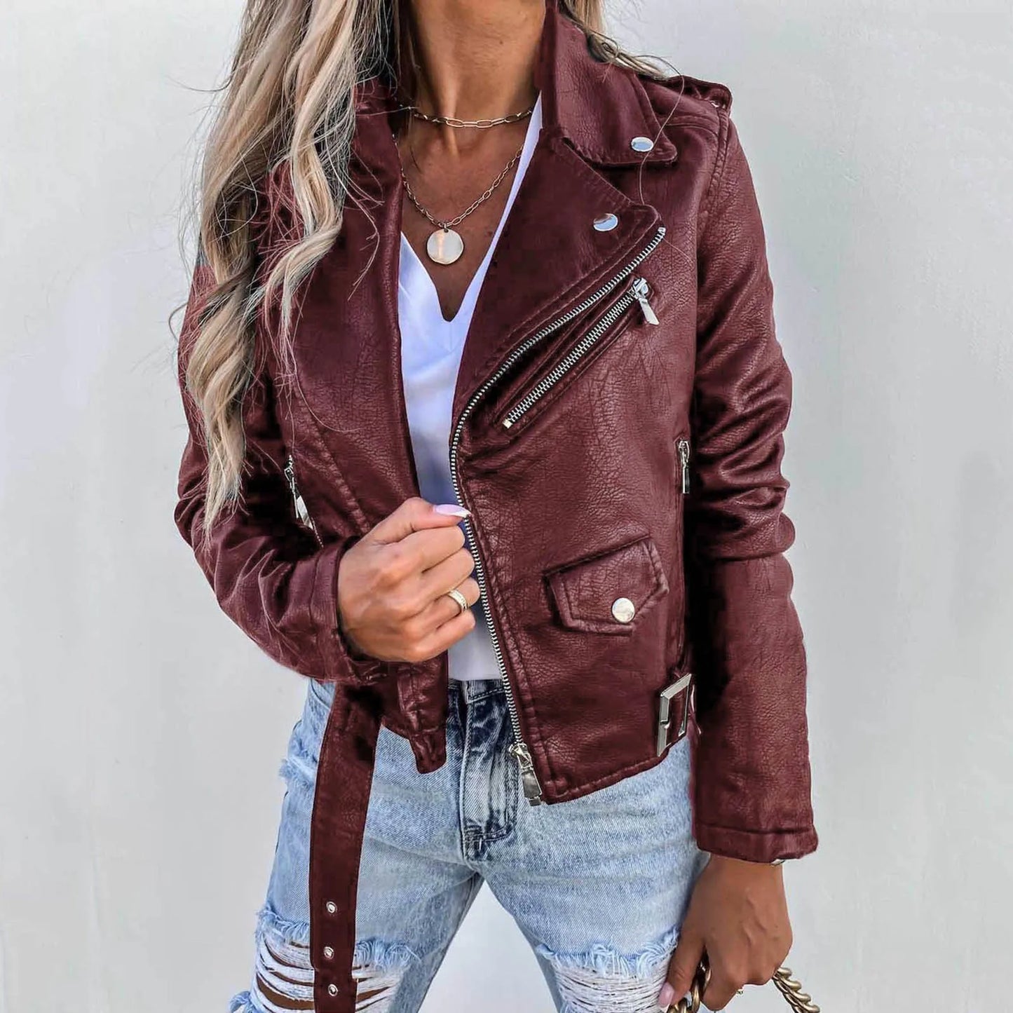 Motorcycle Locomotive Wool Lapel Black Scrub Zipper Jacket
