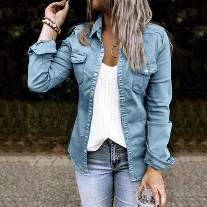 Social Fashion Medium Length Button Long Sleeve Women's Coat Jacket