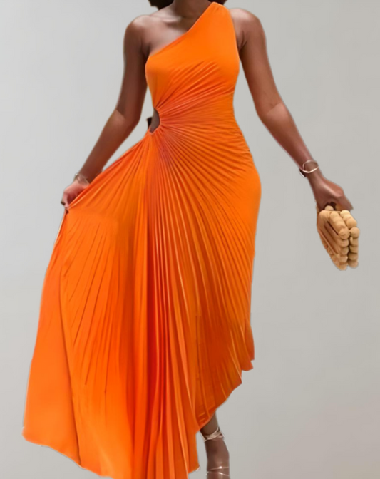 Elegante vestido largo ajustado con hombros descubiertos para mujer | Ideal para primavera/verano