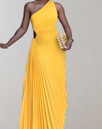 Elegante vestido largo ajustado con hombros descubiertos para mujer | Ideal para primavera/verano